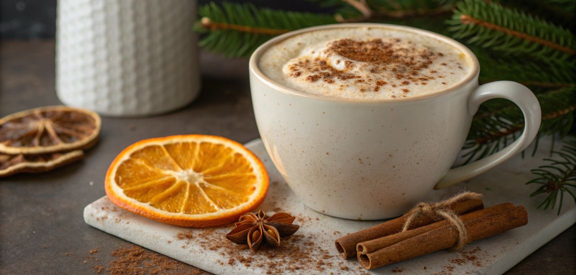 Filiżanka kawy posypana cynamonem