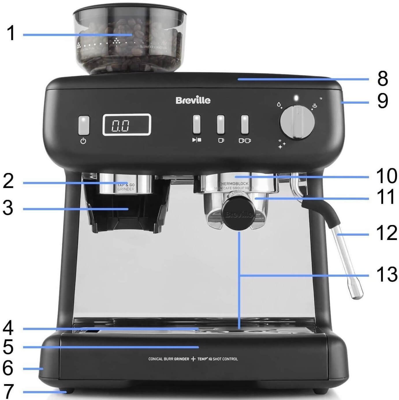 Ekspres do kawy kolbowy z młynkiem Breville Barista Max+ VCF 152X