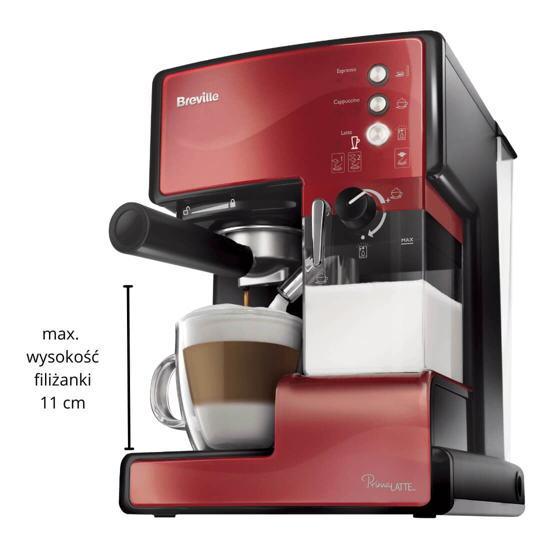 Ekspres do kawy kolbowy Breville Prima Latte czerwony VCF046X