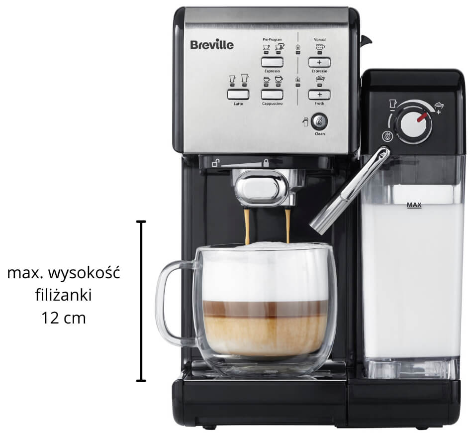 Ekspres do kawy kolbowy Breville Prima Latte II srebrny VCF108X
