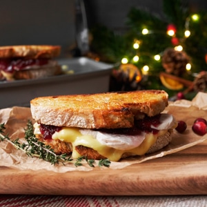 Indyk, topiony brie i żurawina