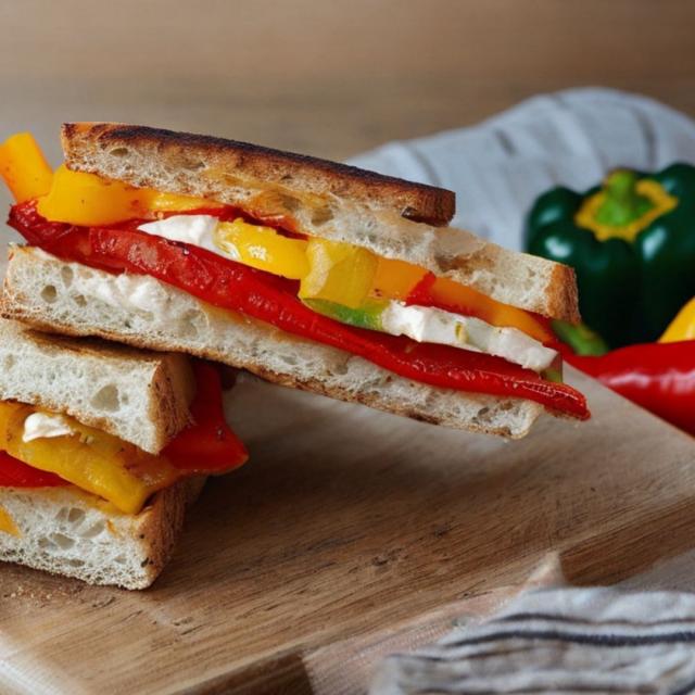 Panini z pieczoną papryką w stylu greckim